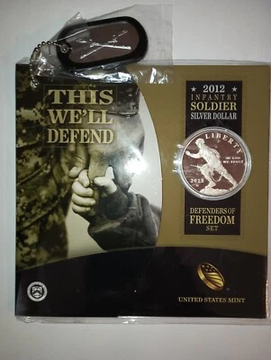 2012 W Infantry Soldier Proof Commemorative 90% Silver Dollar With Tag - Image 1 of 2