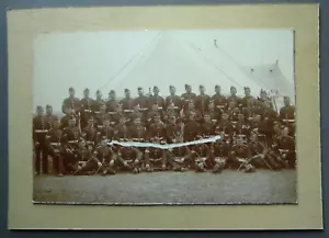 MILITARY GROUP of SOLDIERS at CAMP. LARGE PHOTO c.20x13 cms. Scratch damage. - Picture 1 of 5