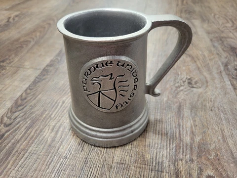 Vintage Purdue University Pewter Mug Cup Silver Metal Wilton Pewter RWP Handle Cover