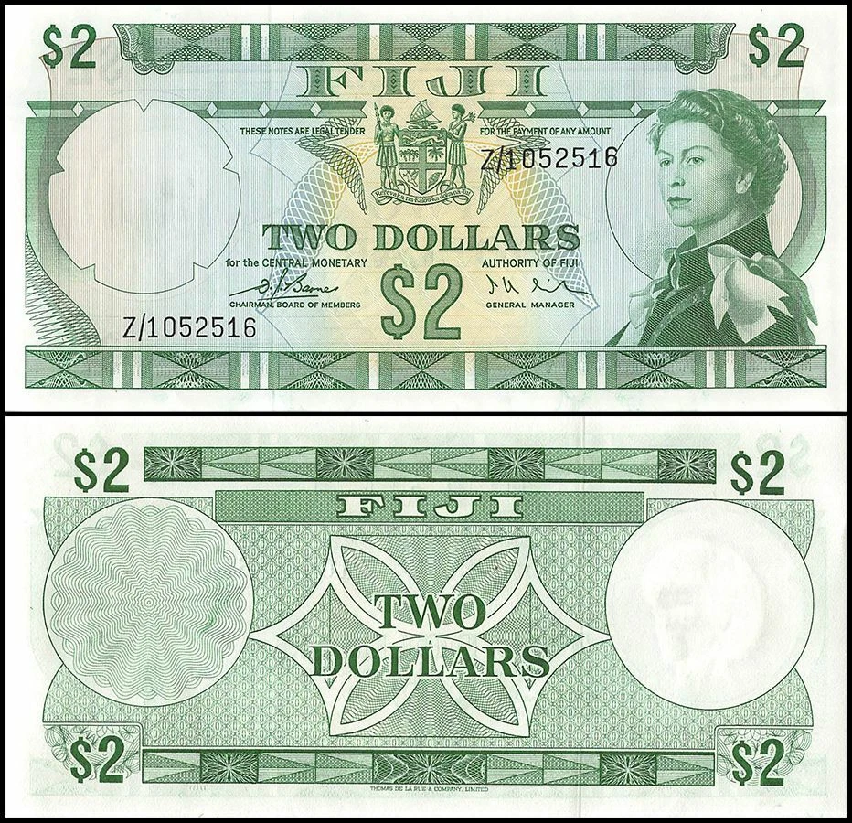 Fiji 2 Dollars, 1974 ND, P-72az, UNC, Replacement - Image 1 of 1