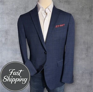 JOSEPH ABBOUD Mens Blazer Sport Coat Two Button Jacket 42R WOOL Blue Suits Plaid - Picture 1 of 16