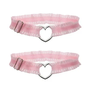 2Pcs Adjustable Heart Lace Thigh Garter for Wedding Bride Elastic Leg Garters... - Picture 1 of 6