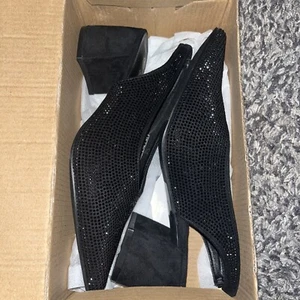 SPR&JOY Women's Sz 6 Pumps Block Heel Closed Toe Strap Dress Shoes rhinestones - Picture 1 of 3