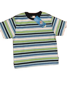 NEW! 2 Boys Crew neck Cotton Mix Tshirts:Nautical striped blue shades:age 2-3yrs - Picture 1 of 8