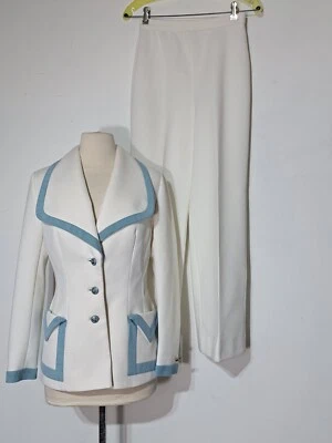 Vintage 1970s Lilli Ann Knits 3-Pc Suit Ultrasuede Trim Sz S Jacket Pants Skirt - Image 1 of 4