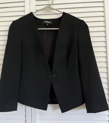 Blazer Express Nuevo sin Etiquetas Negro Corto Forrado Abierto Talla 0 Foto 1 de 4