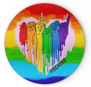 Be Kind Rainbow - Glass Chopping Board, Sign Language, Pride, Humanity Love Gift - Picture 1 of 7