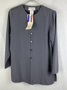 S.G. Sport Collection graue Bluse geknöpftes Oberteil Vintage Damen Größe Small neu mit Etikett - Bild 1 von 11