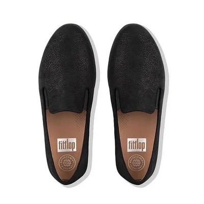 Mocasín plano cómodo sin cordones FitFlop Super Skate para mujer 11 negro guijarro Foto 1 de 4