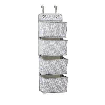Parent's Choice 4 Pocket Nursery Hanging Organizer, Gray and White - Image 1 of 4