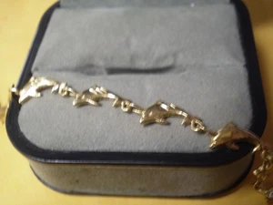 14 Karat Gelbgold Damen Delfin Gliederarmband 3,1 Gramm - Bild 1 von 4