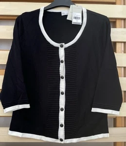Black cardigan cream Size Large 12 New with tags Minuet Petite Marks Spencer - Picture 1 of 6