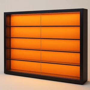 Shot Glass LED Light Display Case Wall Cabinet Shotglass Shelves Shelf Orange 🍊 - Picture 1 of 1