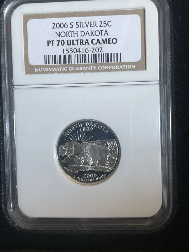 2006 S Silver 25 Cent North Dakota Proof Quarter PF 70 Ultra Cameo NGC - Image 1 of 2