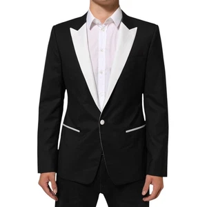 DOLCE & GABBANA Blazer Black White MARTINI 1 Button Men Suit IT50/US40/L 3070usd - Picture 1 of 11