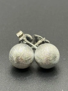 Neuzustand Sterlingsilber gebürstete Kugel Ohrstecker 8 mm - Bild 1 von 8
