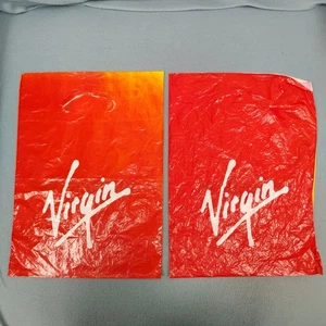 Juego de 2 bolsas de compras de plástico vintage Virgin megatienda lote de trabajo profesional - Imagen 1 de 8