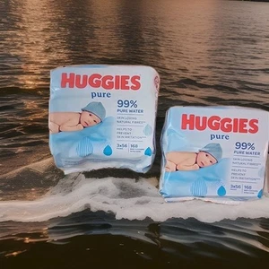 2x Huggies Pure Baby Wipes (3x56 Packs) 336 Wipes Total - Picture 1 of 2
