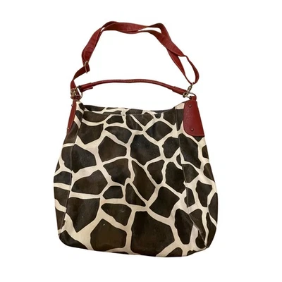 Bolso de Hombro Stonemountain Estampado de Jirafa Borde Rojo Hobo Cartera Grande *Ver Fotos Foto 1 de 4