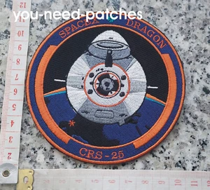 NASA Space CRS 25 Dragon 2  Falcon 9 ISS Mission Logo Patch sew on embroidered - Picture 1 of 1
