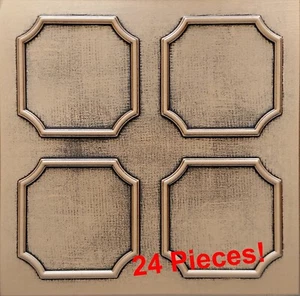 Azulejos de techo, pegamento en 20"x20", decorativos, espuma de poliestireno, negro bronce ALFA, 24 piezas - Imagen 1 de 6