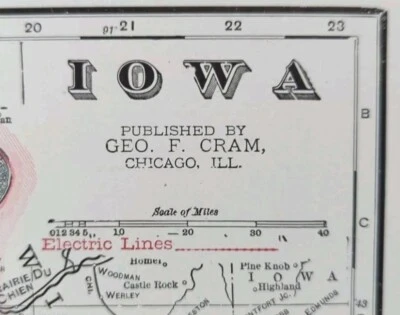 Mapa IOWA 1912 22"x15" Antiguo Original AMES DES MOINES IOWA CITY IA De Colección Foto 1 de 4