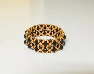 Pulsera hecha a mano doble capa marrón cuentas - Imagen 1 de 11