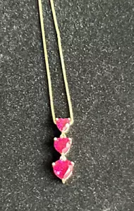 Fine THL 10K Yellow Gold and Ruby Multi Heart Pendant on 18" 14K XL Chain - Picture 1 of 9