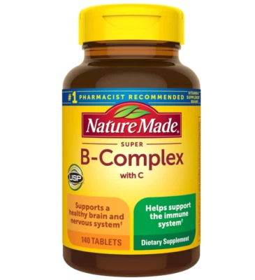 Complejo Super B Nature Made con Vitamina C y Ácido Fólico, Suplemento Dietético para Foto 1 de 4