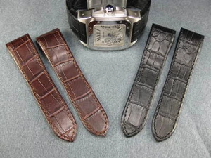 New 24.5mm Leather Strap for CARTIER Santos 100 Chronograph Watch Band XL Large - Picture 1 of 8