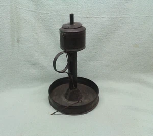 Antike frühe primitive handgefertigte Kammer Metall Zinn Fett Wal Öllampe - Bild 1 von 12