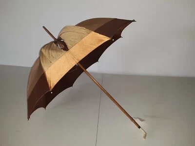 Antique Vintage Parasol Bamboo Shaft Not bone Looking L Shape Handle to Restore - Image 1 of 4