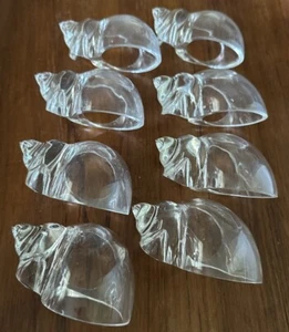 Vtg Tai Mei Clear Acrylic Shell Snail Napkin Ring Holders Taimei Taiwan Set 8 - Picture 1 of 8