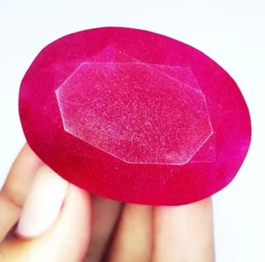 Natural Red Ruby Huge Size Loose Gemstone 126.92 Ct Certified Ruby Opaque Gems - Picture 1 of 10