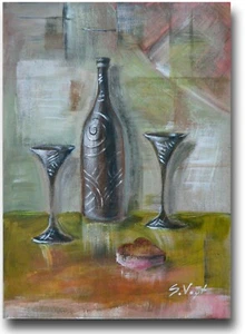 Original painting. Аcryl. Сardboard. Wine.  8.2in x 5.9in. - Picture 1 of 5