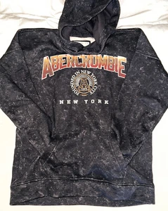 Rare Abercrombie Acid Washed Founded in New York Sweatshirt Hoodie Kids Sz 15/16 - Picture 1 of 7