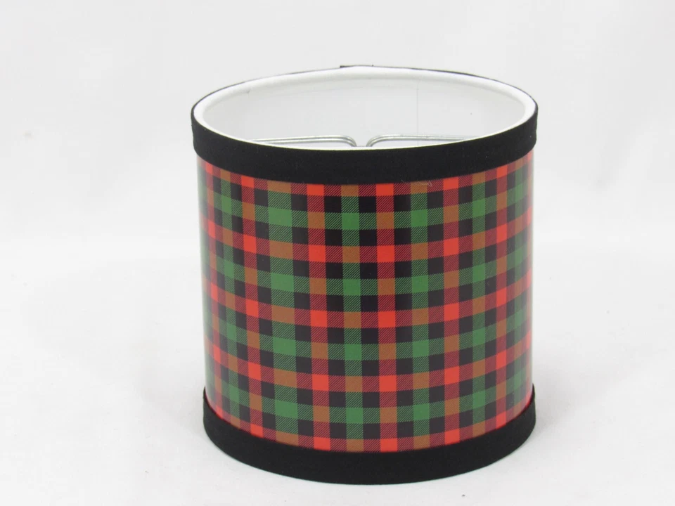 Plaid Paper Print Lamp Shade, 5" candelabra clip on - Image 1 of 1