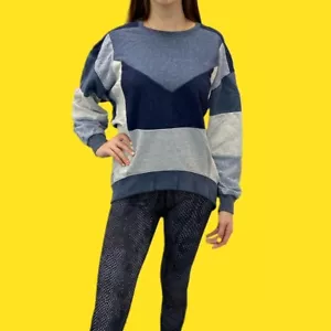 MAISON SCOTCH Oversized Patchwork Sweatshirt, Fun Colourblock Style, Blue, 8-10 - Picture 1 of 4