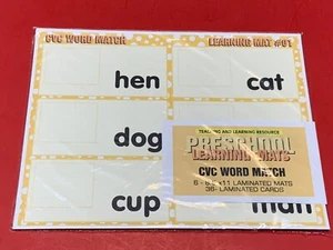 CVC Word Match - Set di 6 tappetini / carte didattiche - attività laminata - Foto 1 di 3