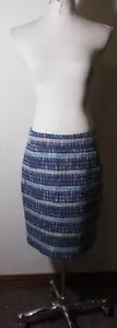 Women's TORY BURCH Blue Woven Cotton Fabric Skirt Size 10 - Picture 1 of 7