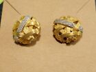 Pre-Owned Stephen Dweck Ester Round Gold-Tone, Cz 925 Stud Earrings, 3/4" Across