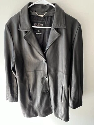 Pelle Studio Wilsons Leather Jacket Black Button Down Thinsulate Lining Women L - Image 1 of 4