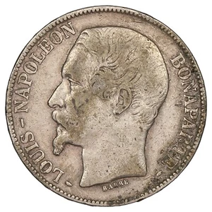 France - 5 francs 1852 A Louis-Napoléon Bonaparte argent F.329/1 Gad.726 KM.773 - Imagen 1 de 2