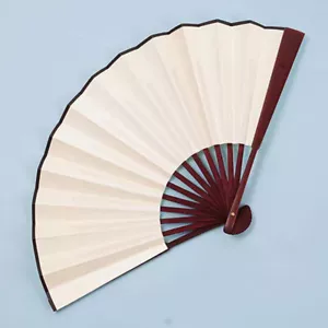 10 Inch Folding Fan Silk Cloth DIY Painting Fan Wedding Home Decoration (Beige) - Picture 1 of 9