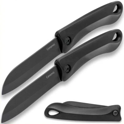 BUDK Ceramic Blade Pocket Knife Two-Pack | TPU Handle | 7 2/5" Overall Length