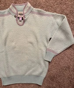 Maglione lana Alpi vintage Merrimac Valley New England nordico W taglia L blu viola anni 90 - Foto 1 di 8