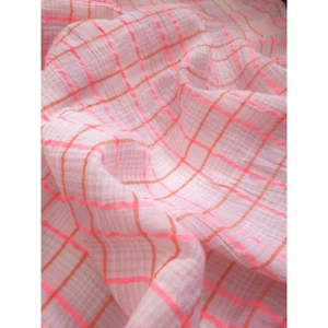 Pink & Orange Natural Seersucker - 8 yards - NWOT - Picture 1 of 10