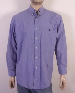 vintage Polo Ralph Lauren EUC Fine Blue Plaid Yarmouth OCBD Shirt 16 - 34/35 - Picture 1 of 4