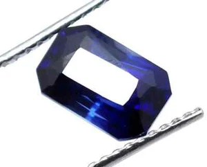 7,85 ct natürlicher blauer Saphir Smaragd zertifiziert loser Edelstein mit kostenlosem Geschenk - Bild 1 von 7