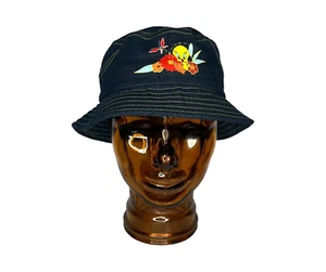 Y2K Vintage 2000 Looney Tunes Jugend Mädchen 7-14 Denim Jeans Tweety Vogel Fischerhut - Bild 1 von 8